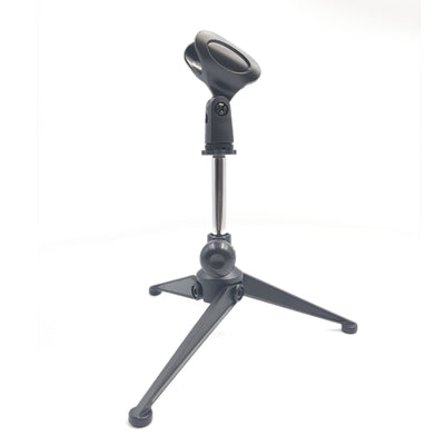 Mini Desktop Microphone Stand Metal Foldable Height Adjustable + Mic Clip + 3/8” 5/8" Adapter