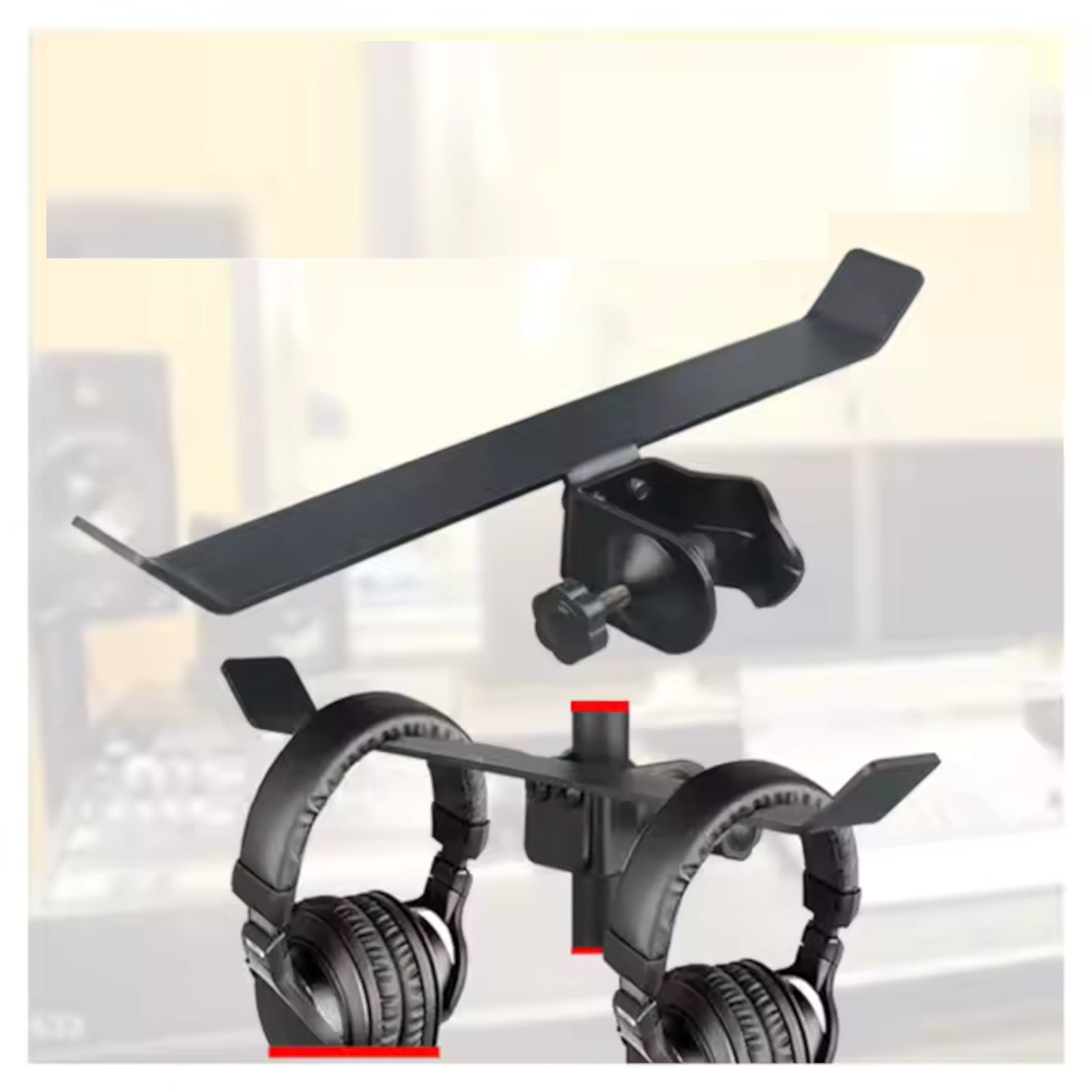 Music Mic Stand Clamp-On Double Hook For Headphones Tambourine Cowbell Cords Accessories