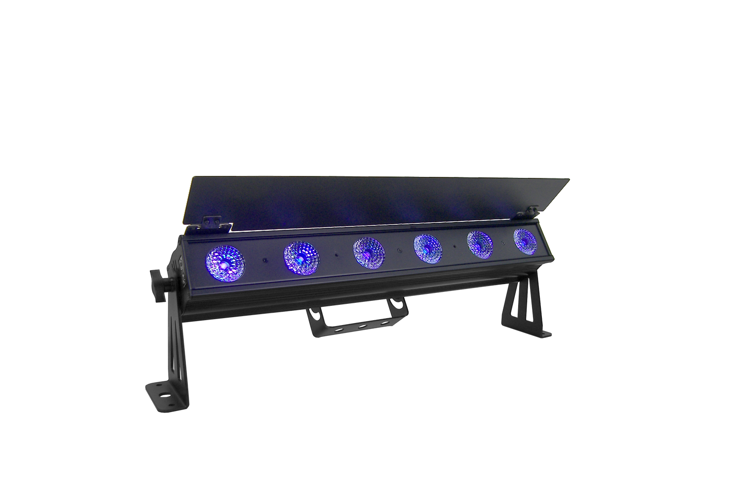 PIXBAR6H - 6 x 12W RGBWAU Pixel Control Bar with barndoor
