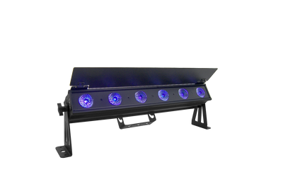 PIXBAR6H - 6 x 12W RGBWAU Pixel Control Bar with barndoor