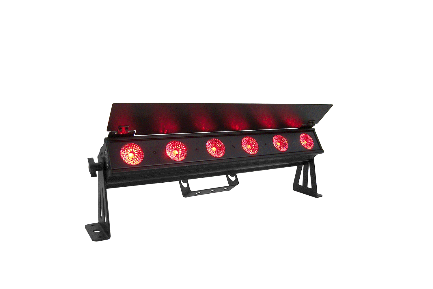 PIXBAR6H - 6 x 12W RGBWAU Pixel Control Bar with barndoor