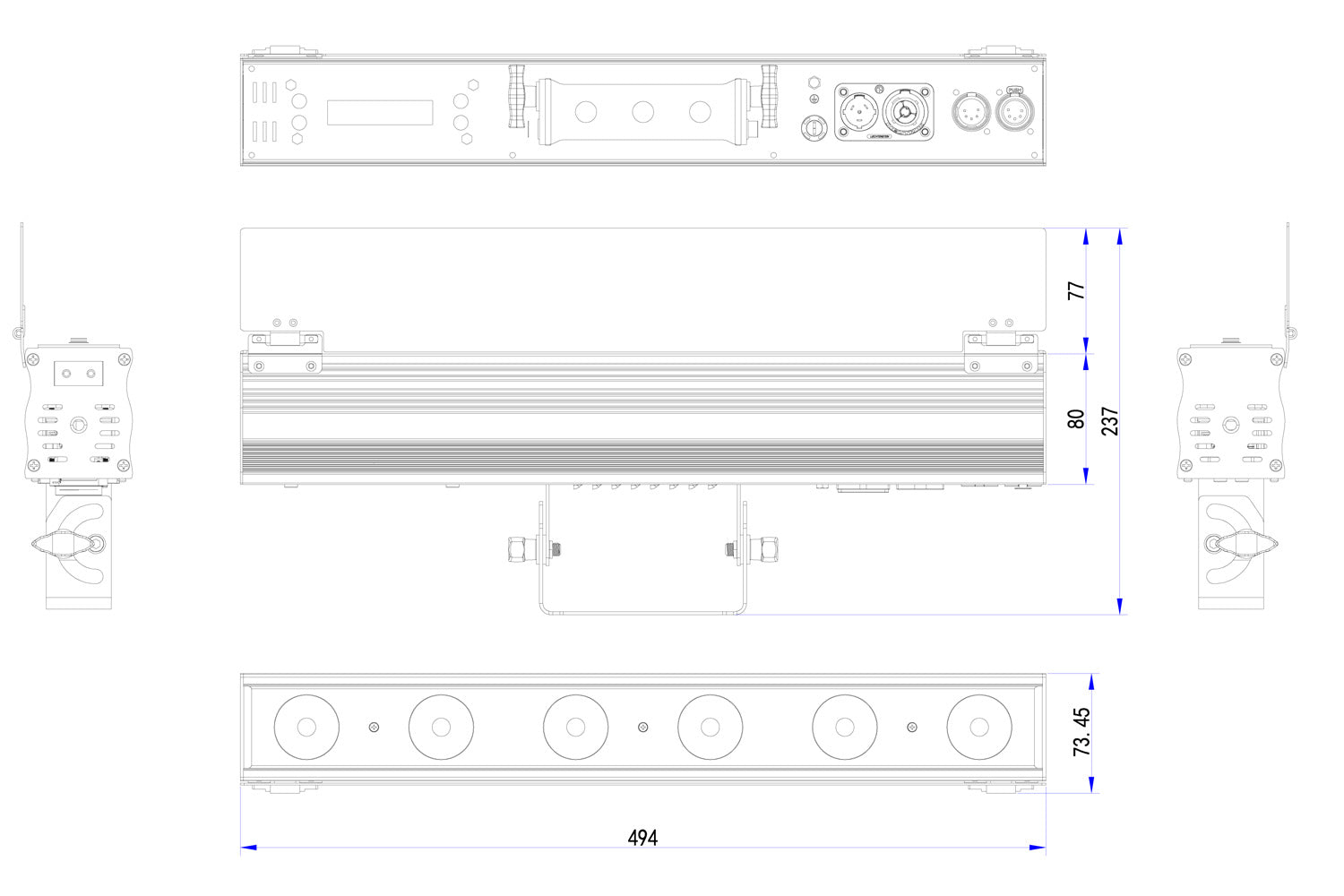 PIXBAR6VW - 6 x 6W CW/WW/A Pixel Control Bar with barndoor