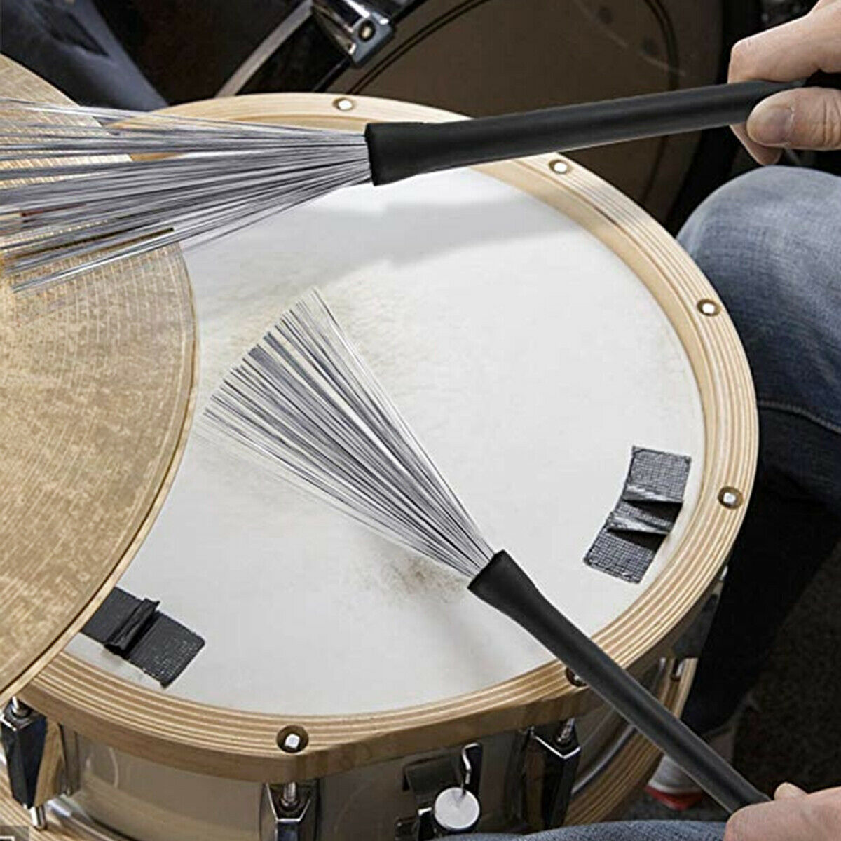 Jazz Metal Retractable Wire Brushes Drum Sticks