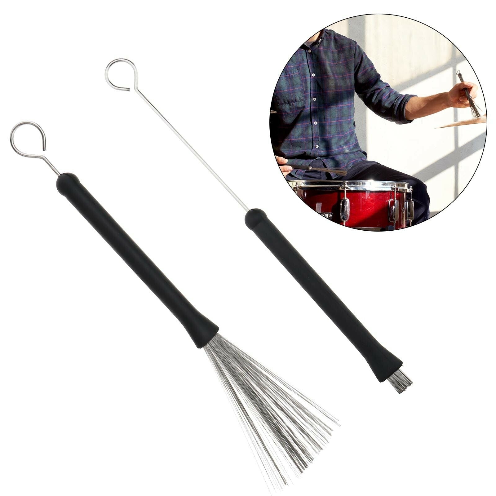Jazz Metal Retractable Wire Brushes Drum Sticks