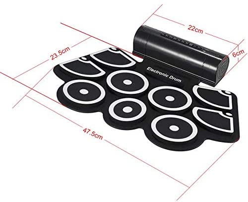 Electronic Drum Kit 9 Pad Roll Up Foldable with Drum Sticks + Foot Pedals