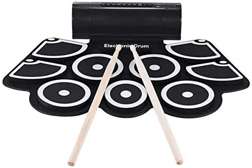 Electronic Drum Kit 9 Pad Roll Up Foldable with Drum Sticks + Foot Pedals