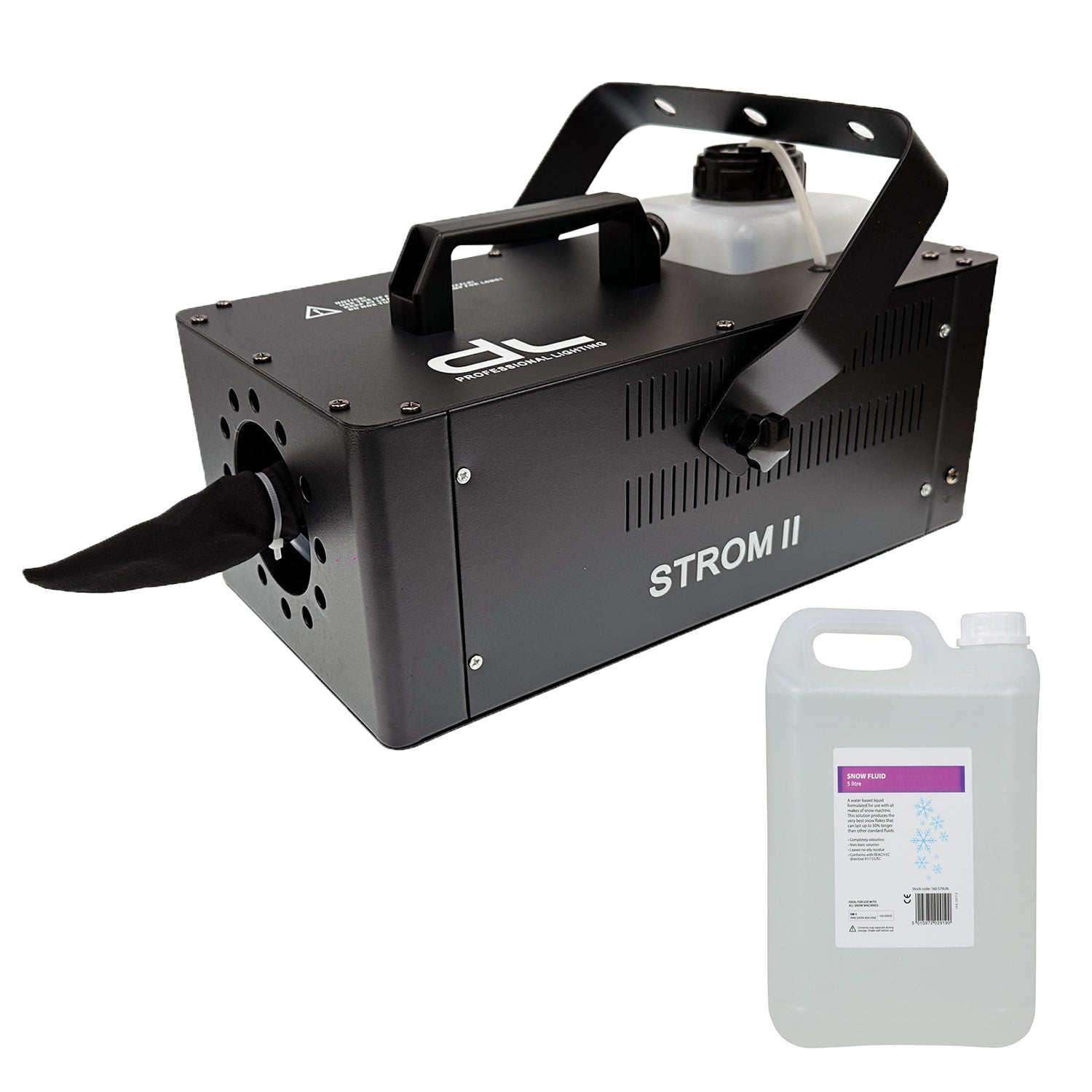 Snow Machine Strom II Set Artificial Snow Effect Machine Integrated LED Wash Light Wired Control + 5L Snow Liquid