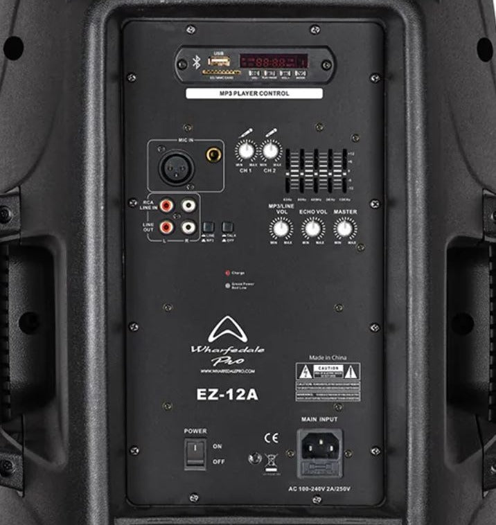 Wharfedale Pro EZ12A 12" Portable Bluetooth PA Active Speaker + 2x Wireless Microphones