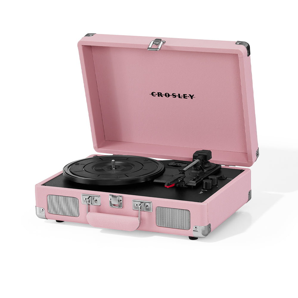 Crosley Cruiser Bluetooth Portable Turntable - Blush Pink + Bundled Crosley Record Storage Crate