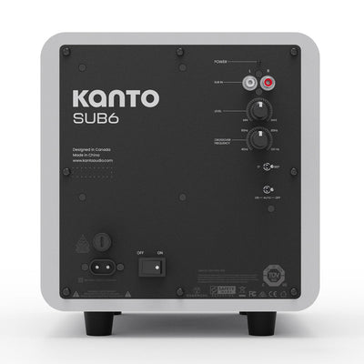 Limited Edition - Kanto SUB6 200W 6" Sealed Powered Subwoofer, Matte White, With White Grill