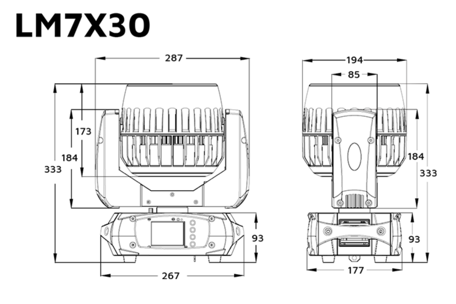 Event Lighting LM7X30 - 7x 30W LED RGBW Zoom Wash Moving Head