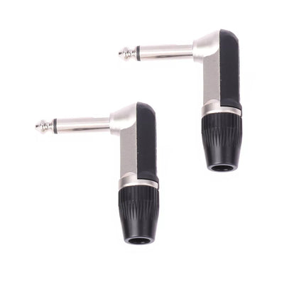 1/4" Guitar jack 6.35mm TS TRS 90° L-shaped Right Angle Plug Stereo or Mono Heavy Duty