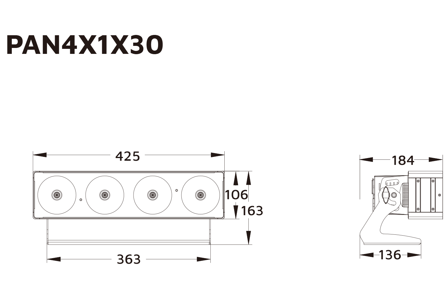 Event Lighting PAN4X1X30 - 4 x 30W COB RGB LED Pixel Control Panel
