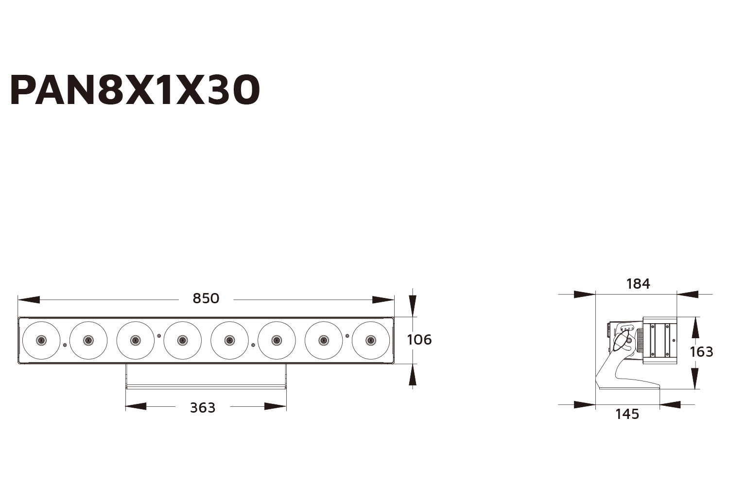 Event Lighting PAN8X1X30 - 8 x 30W COB RGB LED Pixel Control Panel