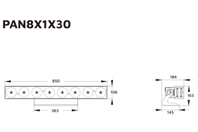 Event Lighting PAN8X1X30 - 8 x 30W COB RGB LED Pixel Control Panel