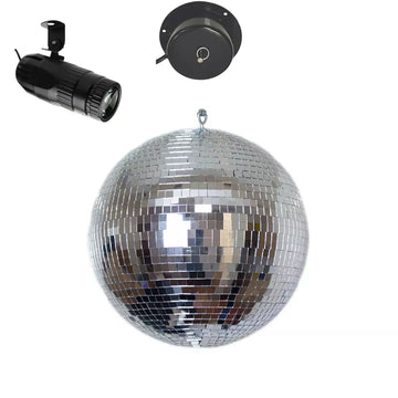 CR Lite 10 inch Mirror Ball with Rotating Motor RGBW Pinspot Set for Home Party