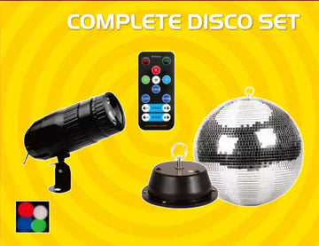 CR Lite 10 inch Mirror Ball with Rotating Motor RGBW Pinspot Set for Home Party