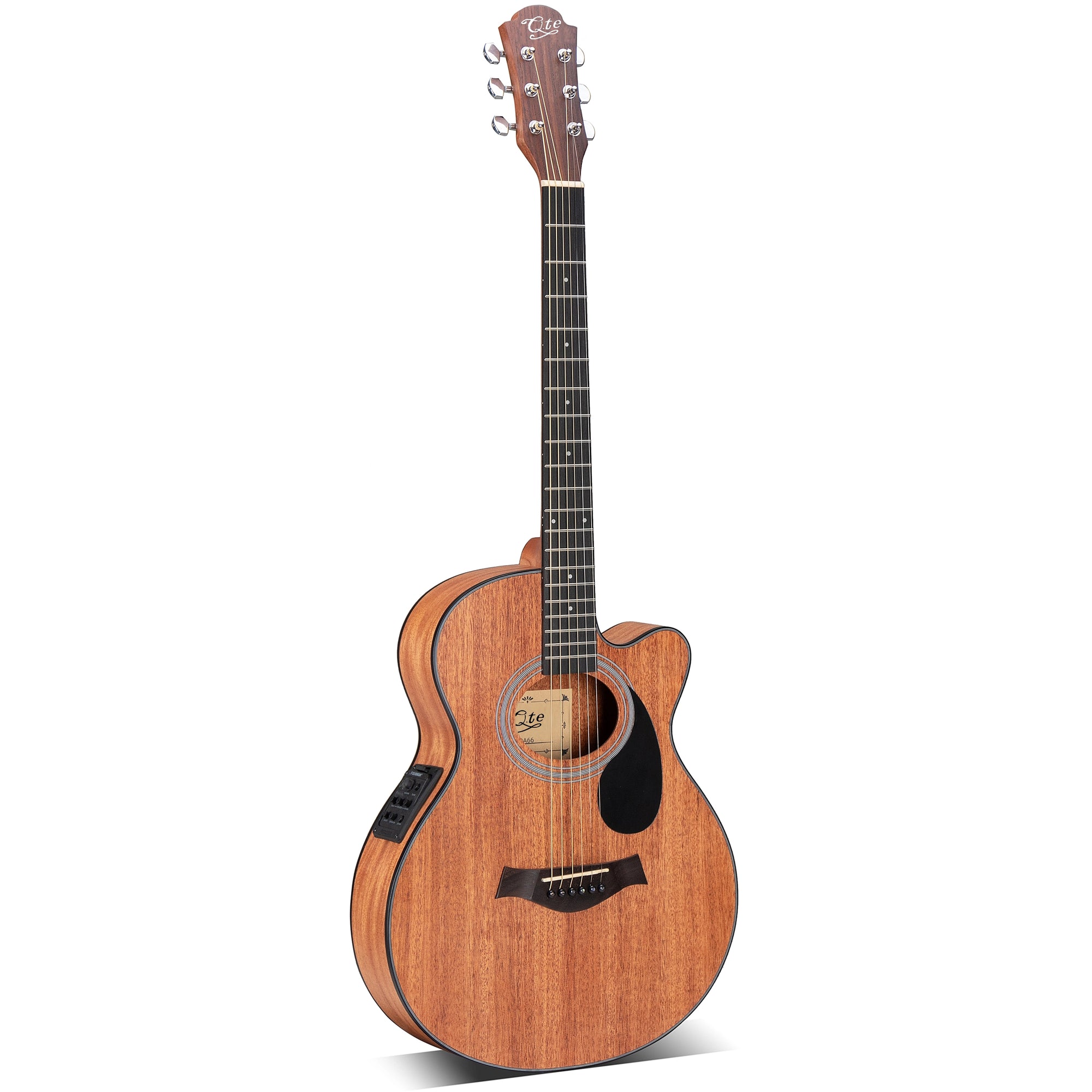 Acoustic Electric 39" Guitar SlimBody Full Mahogany Natural Wood Finish