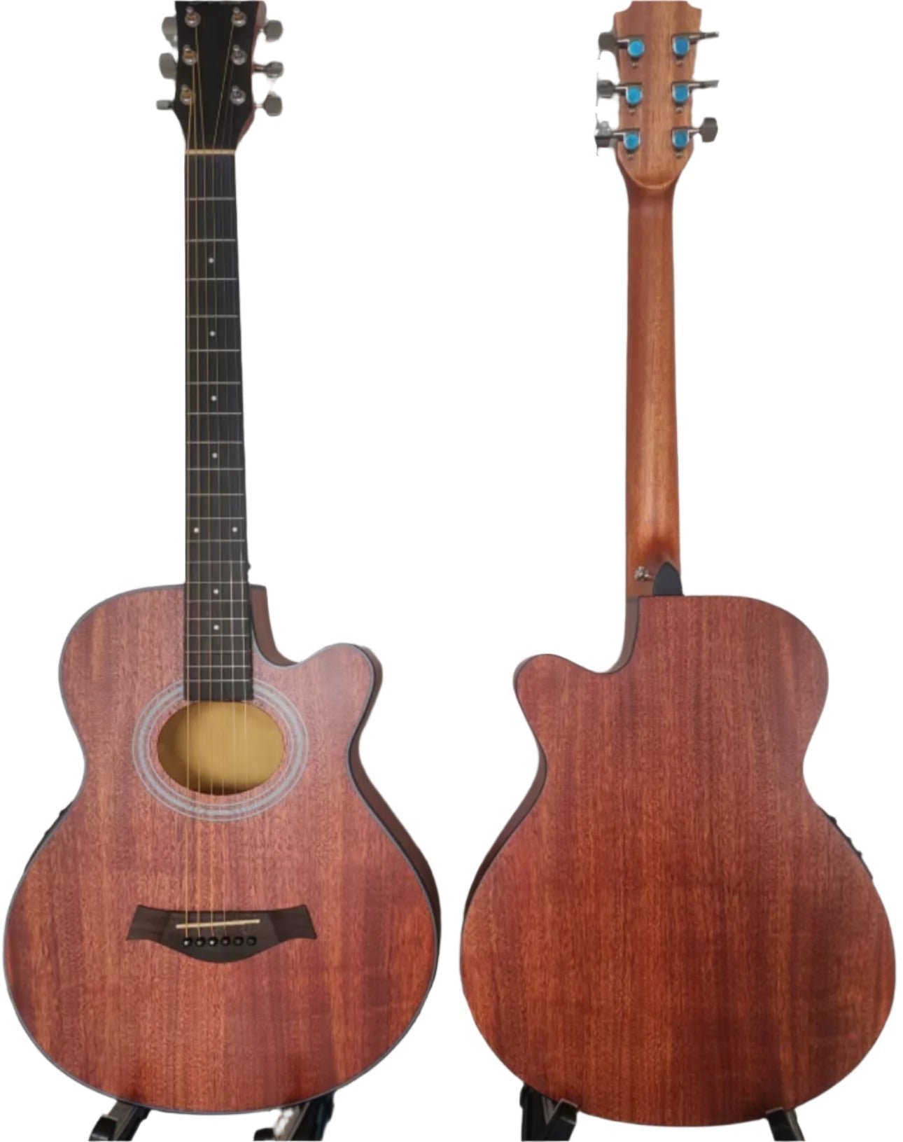 Acoustic Electric 39" Guitar SlimBody Full Mahogany Natural Wood Finish