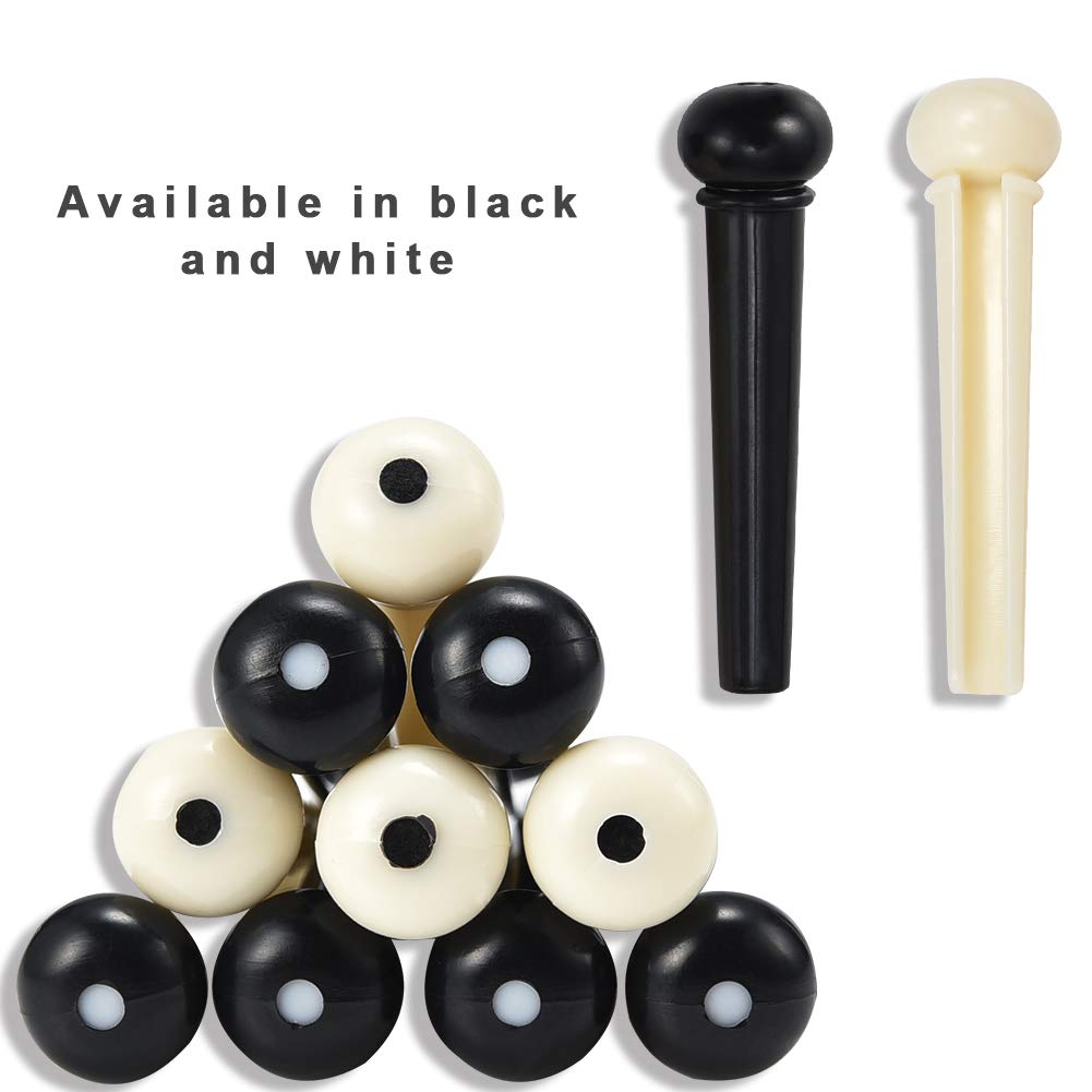 6 X Guitar Bridge Pins Plastic String End Peg Acoustic Guitar Ivoryguitar Black Colour