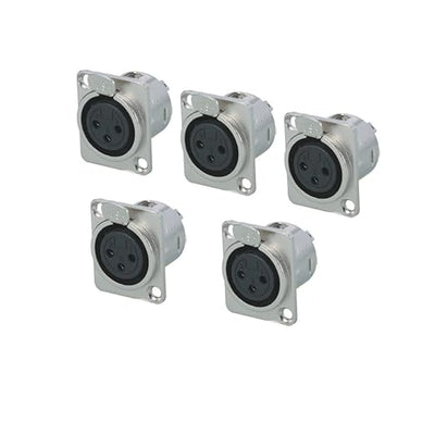 3 Pin XLR Female Socket Metal Panel Mount Chassis Microphone Audio Jack D-Type Connector Adapter
