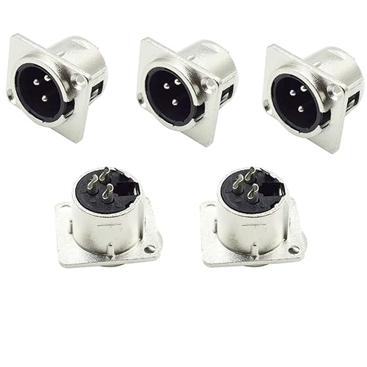 3 Pin XLR Male Socket Metal Panel Mount Chassis Microphone Audio Jack D-Type Connector Adapter