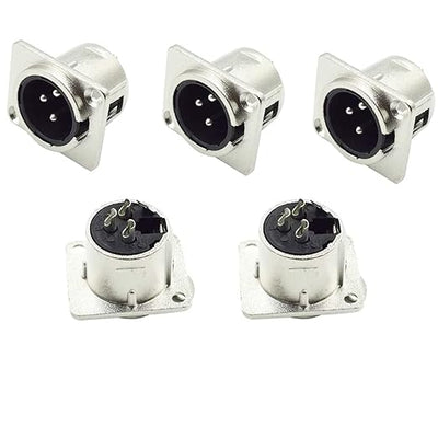 3 Pin XLR Male Socket Metal Panel Mount Chassis Microphone Audio Jack D-Type Connector Adapter