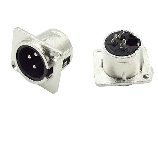 3 Pin XLR Male Socket Metal Panel Mount Chassis Microphone Audio Jack D-Type Connector Adapter
