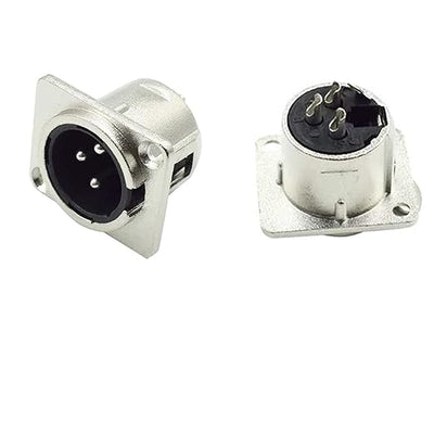 3 Pin XLR Male Socket Metal Panel Mount Chassis Microphone Audio Jack D-Type Connector Adapter