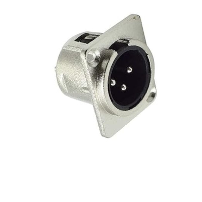 3 Pin XLR Male Socket Metal Panel Mount Chassis Microphone Audio Jack D-Type Connector Adapter