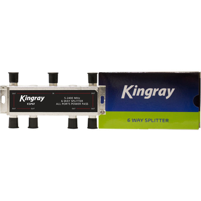 KSP6F 6 WAY F-TYPE SPLITTER FOXTEL APPROVED F30964 KINGRAY KSP6F