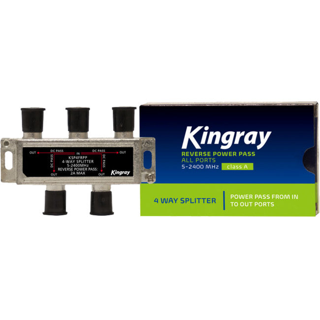 KSP4FRPP 4 WAY 5-2400 MHZ SPLITTER REVERSE POWER PASS ALL PORTS KINGRAY KSP4FRPP