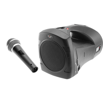 PM55B PORTABLE SOUND SYSTEM W/ WIRED MICROPHONE / BAG / MP3 DOSS