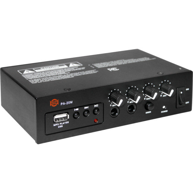 PA20M 20W DC12V CLASS D AMPLIFIER MP3 SIREN 2XMIC AUX IN SHOW SHOW