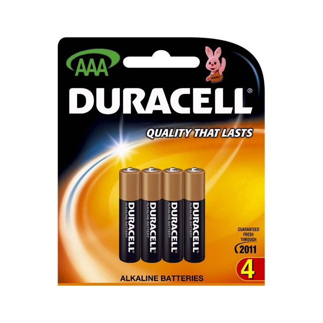 MN2400B4 AAA ALKALINE DURACELL BATTERY COPPER TOP PK4 DURACELL