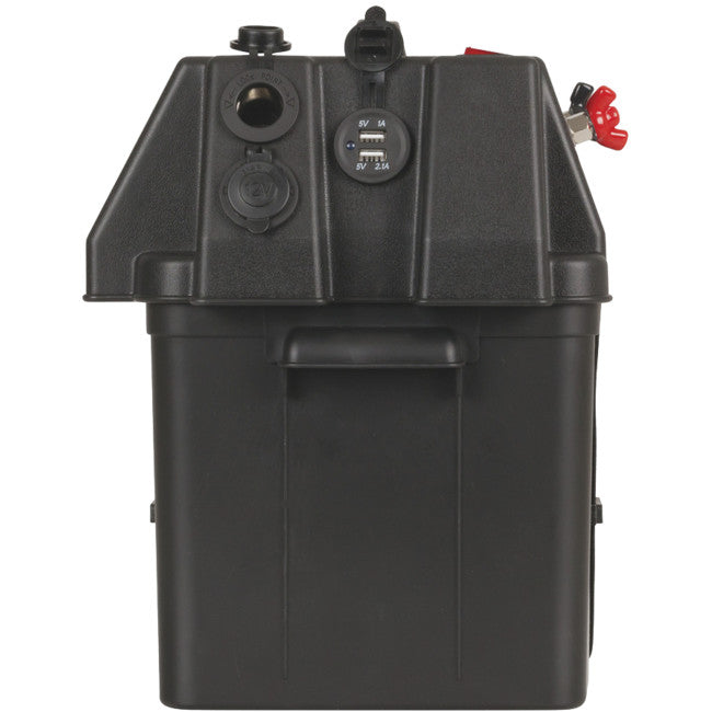 HB8502 BATTERY BOX WITH VOLT METER USB CHARGER POWERTECH HB8502