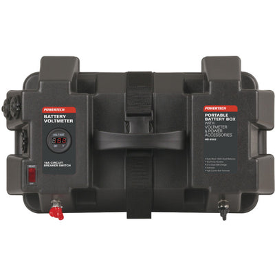 HB8502 BATTERY BOX WITH VOLT METER USB CHARGER POWERTECH HB8502