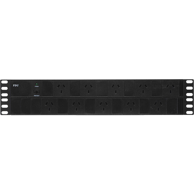 RM10WHPR - 19" 2RU 10 WAY POWER RAIL - HORIZONTAL RACK MOUNT - RADUM