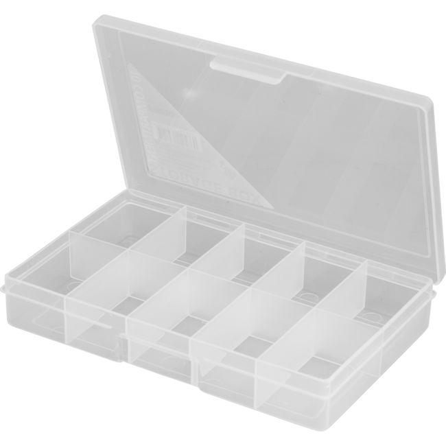 1H033 10 COMPARTMENT STORAGE BOX SMALL PLASTIC CASE FISCHER PLASTIC 1H-033