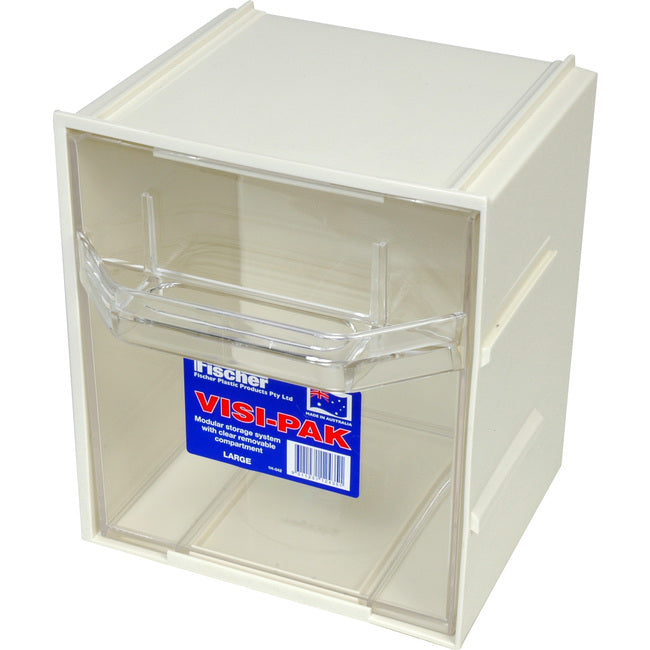 1H042 - LARGE VISI PAK STORAGE DRAWER - WITH CLIPS - FISCHER PLASTIC - FISCHER PLASTIC