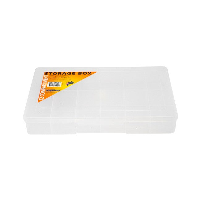 1H093 12 COMPARTMENT STORAGE BOX LARGE PLASTIC CASE FISCHER PLASTIC 1H-093