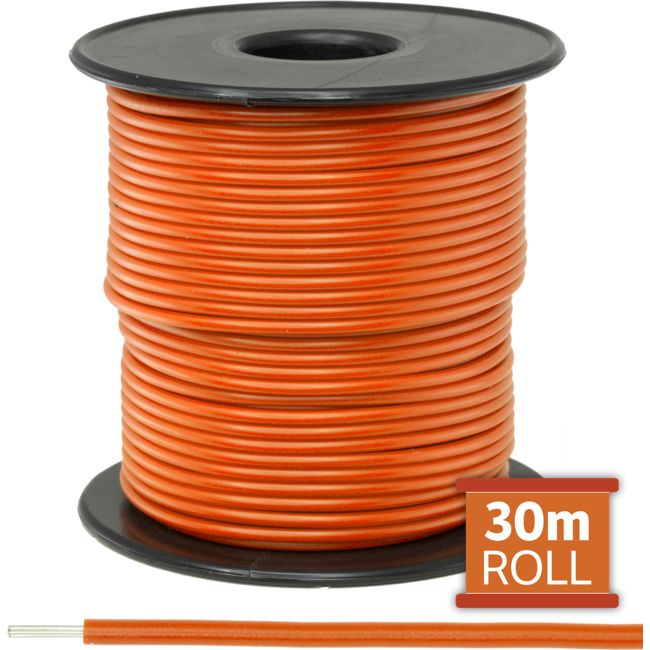 7-.25OR-30M 30M ORANGE HOOKUP WIRE/CABLE SOLD AS A ROLL OF 30M DOSS
