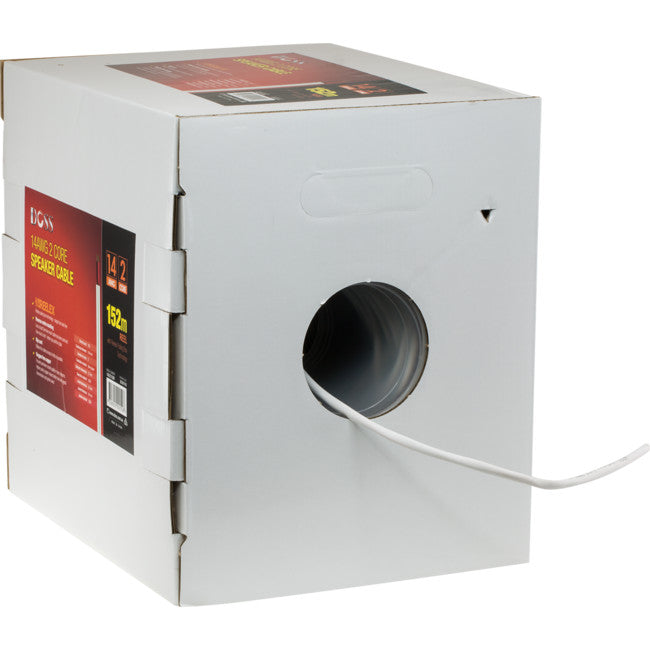 14G2C152M 14AWG 2CORE SPEAKER CABLE 152M 500FT ROLL LSZH REELEX WHITE/G DOSS 14-2C-500