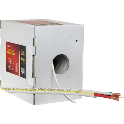 14G4C152M 14AWG 4CORE SPEAKER CABLE 152M 500FT ROLL LSZH REELEX WHITE/Y DOSS 14-4C-500