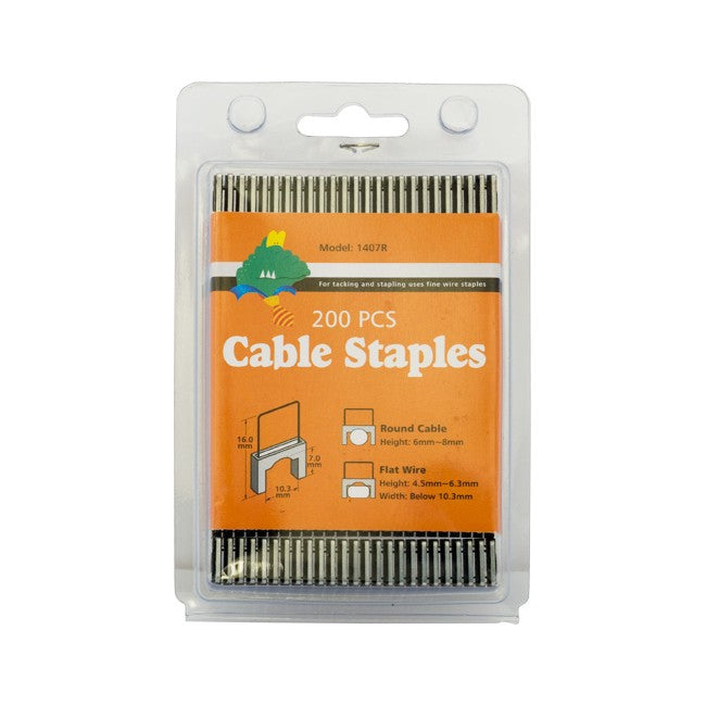 1407RB CABLE STAPLES 6-8MM ROUND 200PK BLACK TO SUIT RG6 1407RB