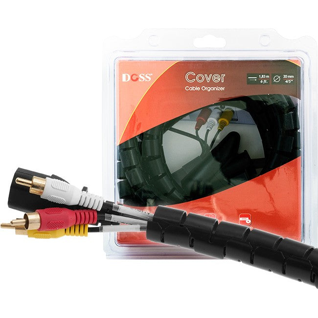 DCVR20-2 - 20MM CABLE COVER DOSS - 1.83M - SHORT BINDING WRAP - BLACK - DOSS