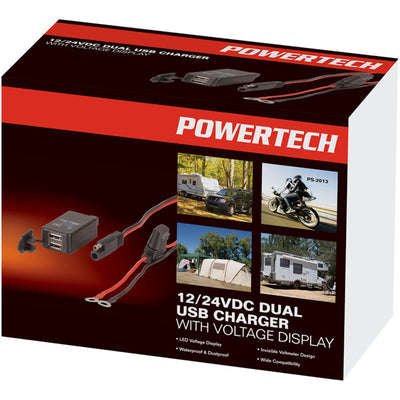 PS2013 12V 24V DC DUAL USB CHARGER VOLT DISPLAY POWERTECH PS2013