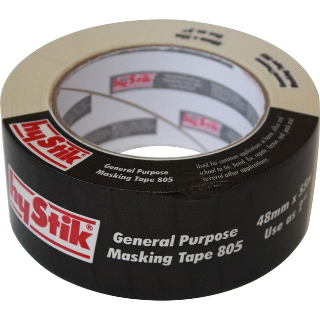 805MT48 - GENERAL PURPOSE MASKING TAPE - 48MM X 55MT ROLL - HYSTIK