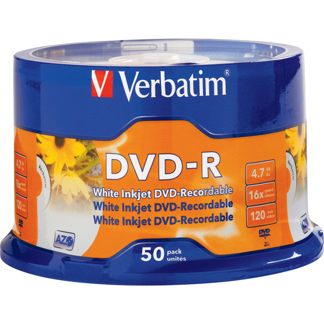 VDVD-R50P - 50PK DVD-R PRINTABLE SPINDLE - 16X 4.7GB VERBATIM - VERBATIM