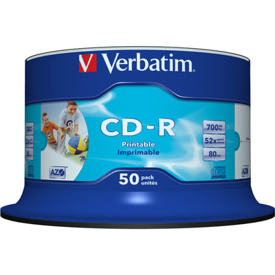 VCDR-50P - 50PK VERBATIM CD-R PRINTABLE - SPINDLE / BUCKET - VERBATIM